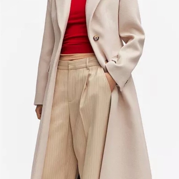 Mango Cream Wide-Leg Trousers - Picture 1 of 11